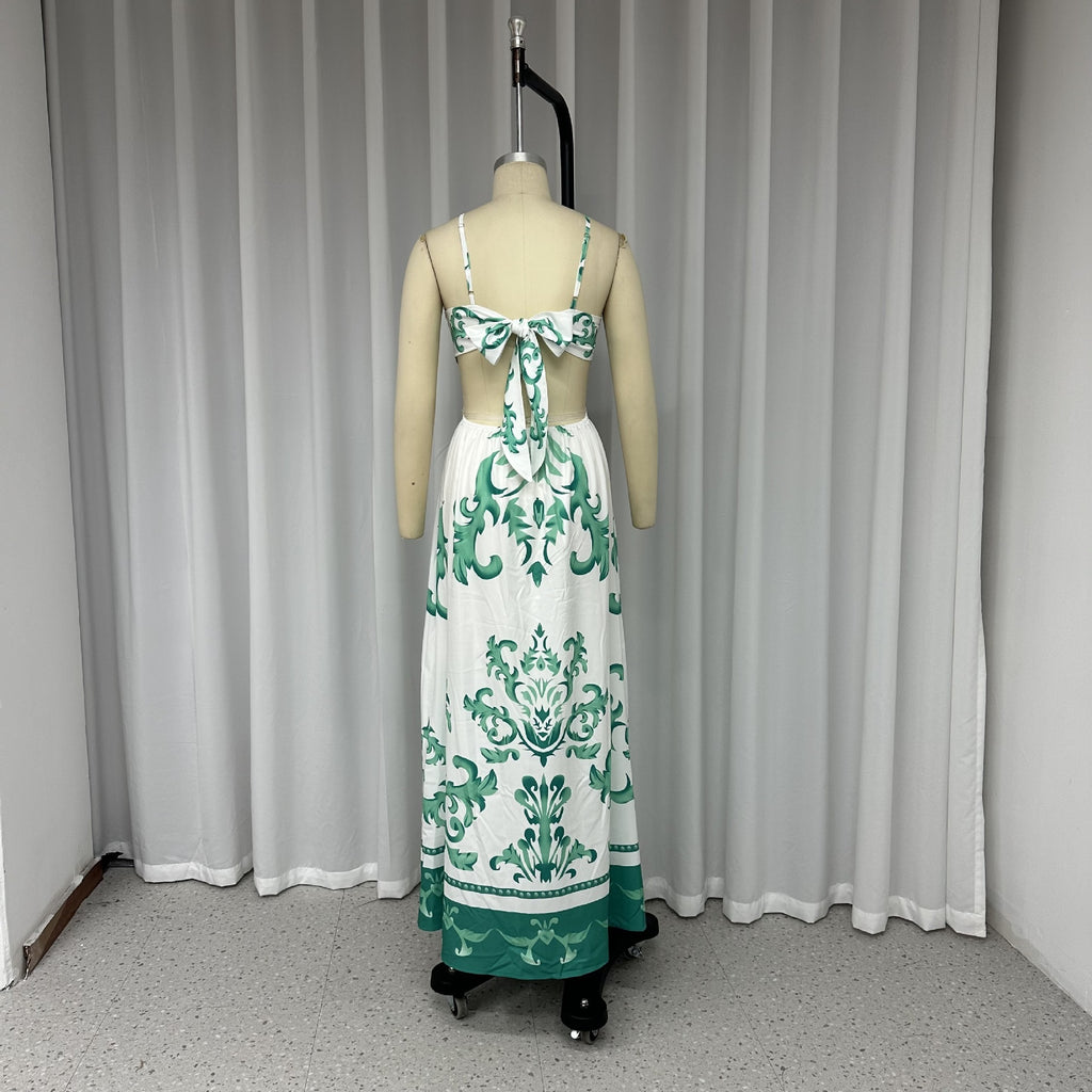 Summer Women's Hot Sale Casual Printing Cutout Sling Dress - ANIBEY