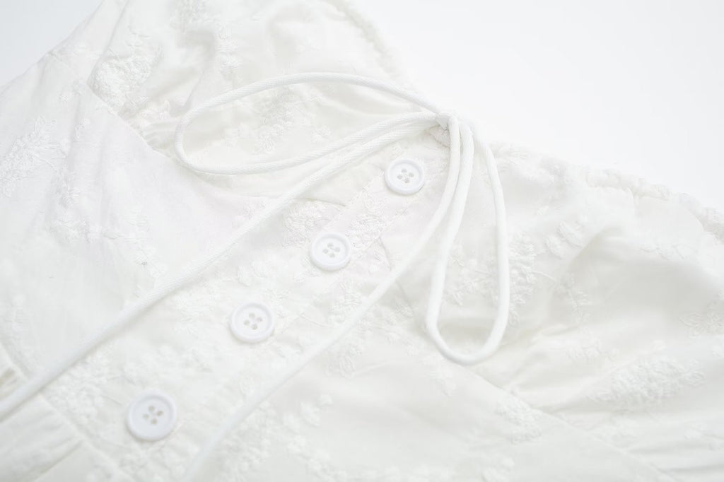 Sweet Spring Women's Party White Chest Wrap Lace Dress - ANIBEY