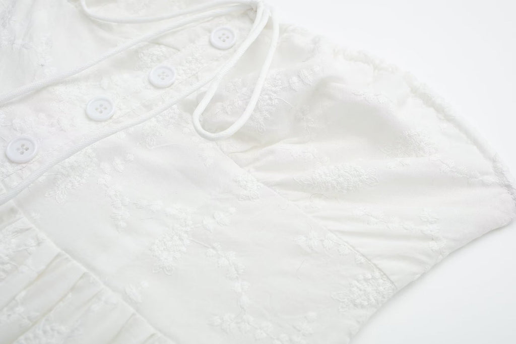 Sweet Spring Women's Party White Chest Wrap Lace Dress - ANIBEY