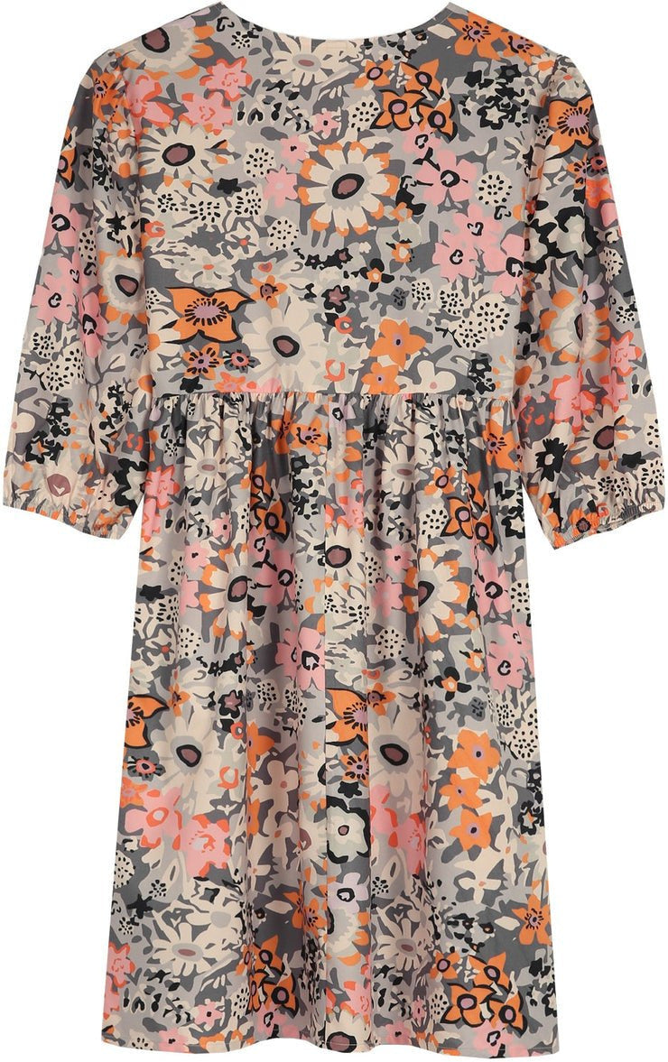 Women's V-neck Printed Loose Midi Dress - ANIBEY