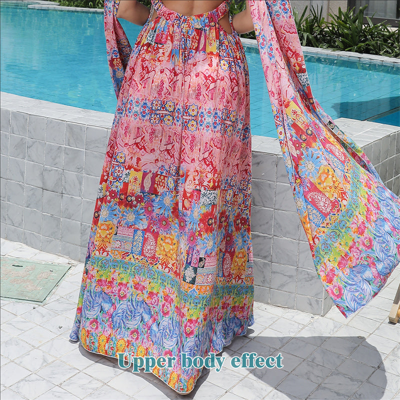 Women's Floral Style Large Hem Dress - ANIBEY