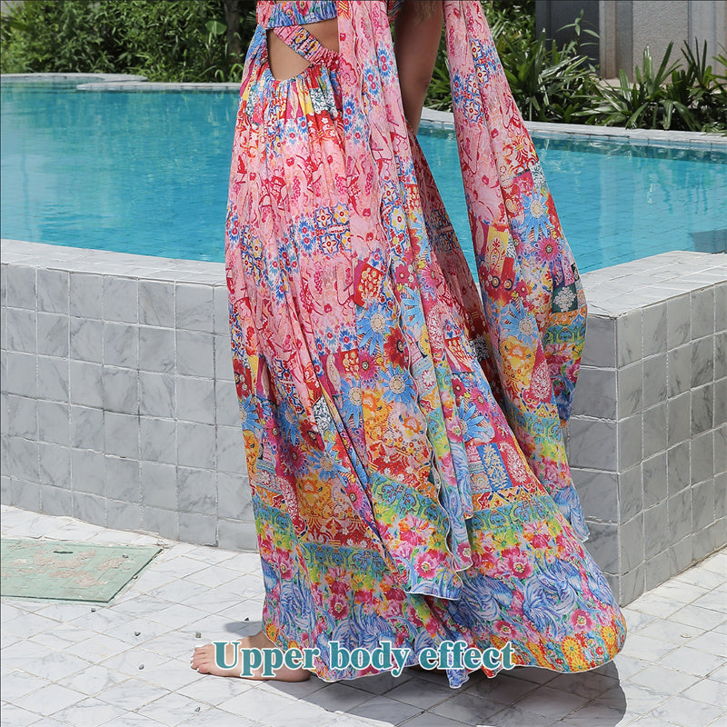 Women's Floral Style Large Hem Dress - ANIBEY