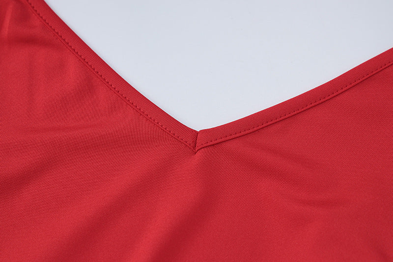 Frilly Dress With Irregular Halter - ANIBEY