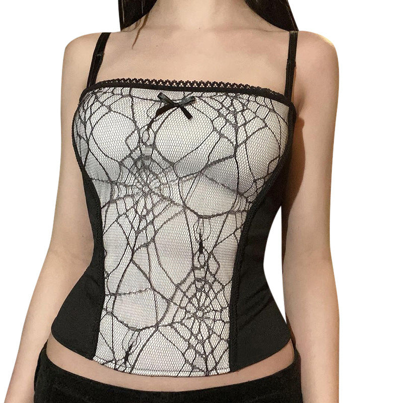 Spider webTank Tops Kawaii Tank Tops Gothic Tank Tops Punk Tank Tops Dark Tops Street Tank Tops aesthetic Tank Tops y2k Tops - ANIBEY