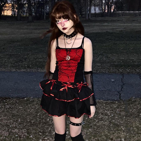 Spider webTank Tops Kawaii Tank Tops Gothic Tank Tops Punk Tank Tops Dark Tops Street Tank Tops aesthetic Tank Tops y2k Tops - ANIBEY