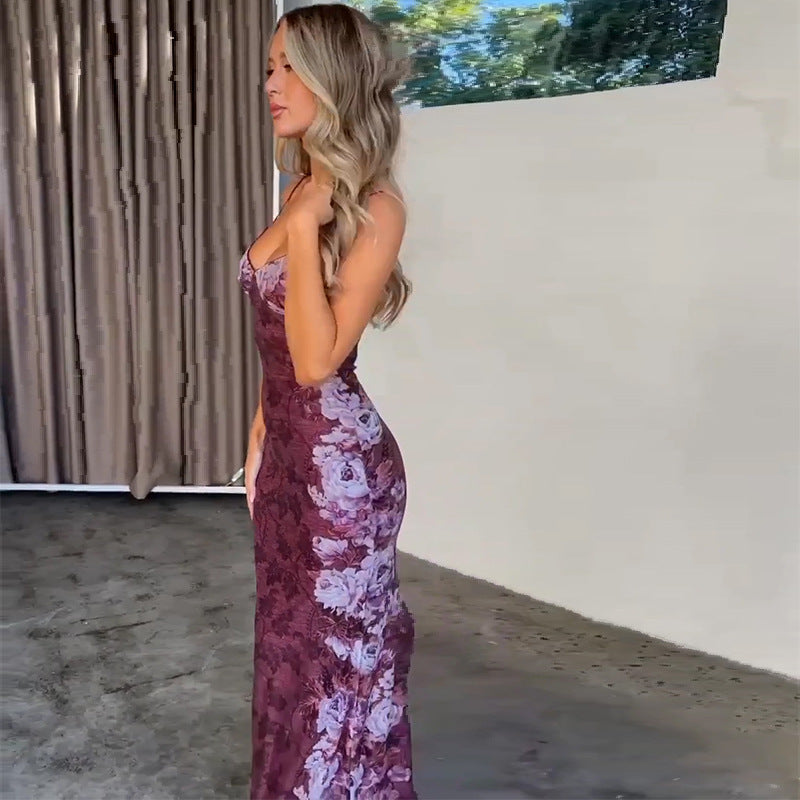 Women's Fashion Sexy Retro Printing Slip Dress - ANIBEY
