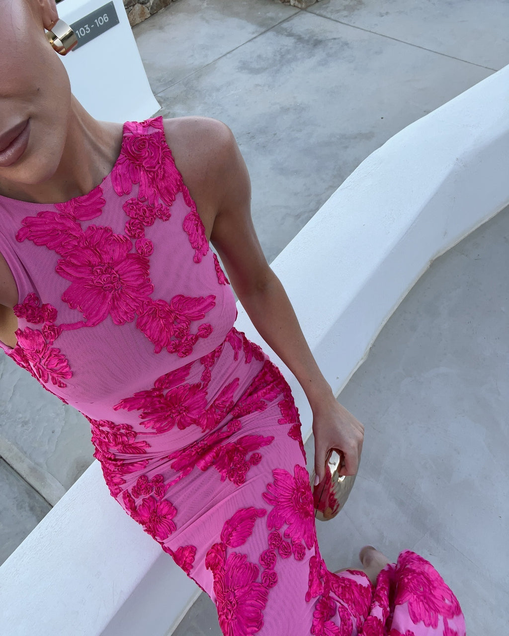 Mesh Three-dimensional Plate Flower Sexy Sheath Dress - ANIBEY