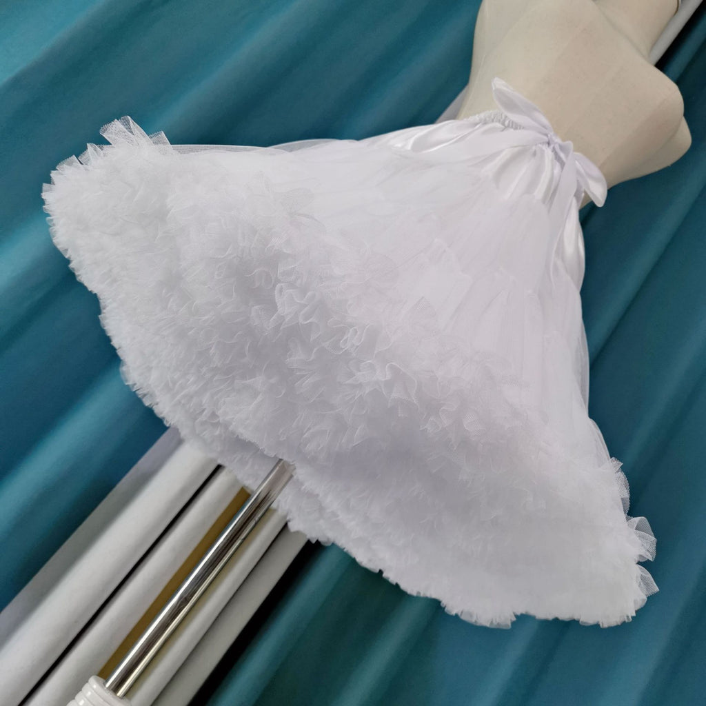 Cloud Boneless Soft Mesh Porcelain White Petticoat Tufted Skirt - ANIBEY