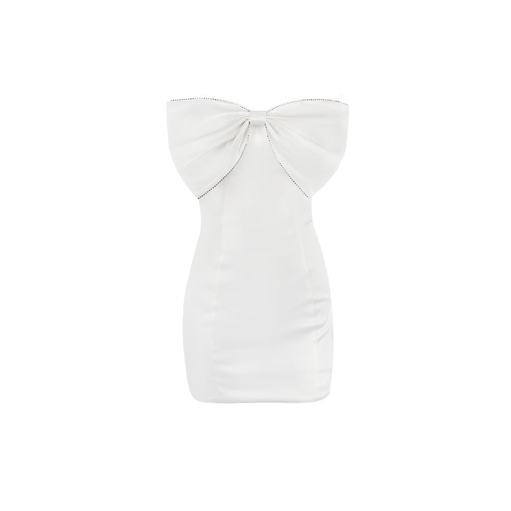 New Fashion Women's Bow Tight Exposed Backpack Hip Short Skirt Son - ANIBEY