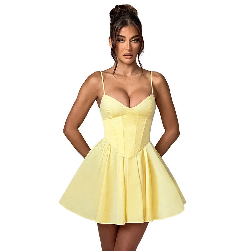 Women's Sling A- Line Dress Cinched Waist Slim-fit - ANIBEY