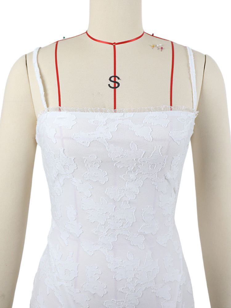 Women's Solid Color Sleeveless Sling Square Collar Backless Dress - ANIBEY