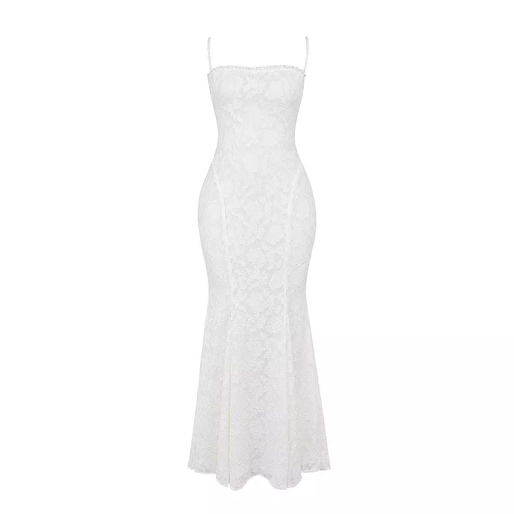 Women's Solid Color Sleeveless Sling Square Collar Backless Dress - ANIBEY