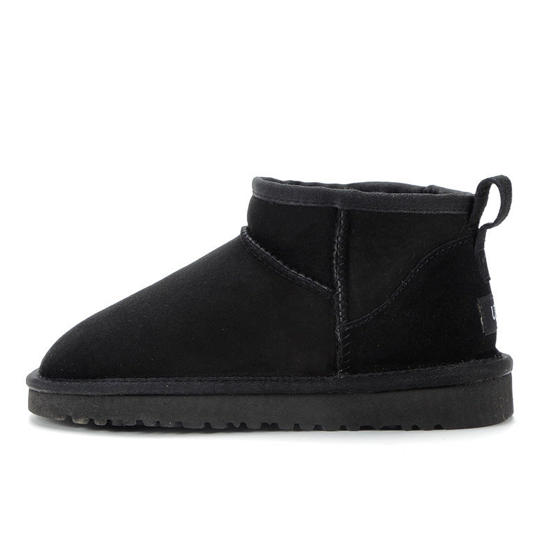 Super Short Snow Boots Sheepskin Leather Leather Bread Shoes Short Boots - ANIBEY
