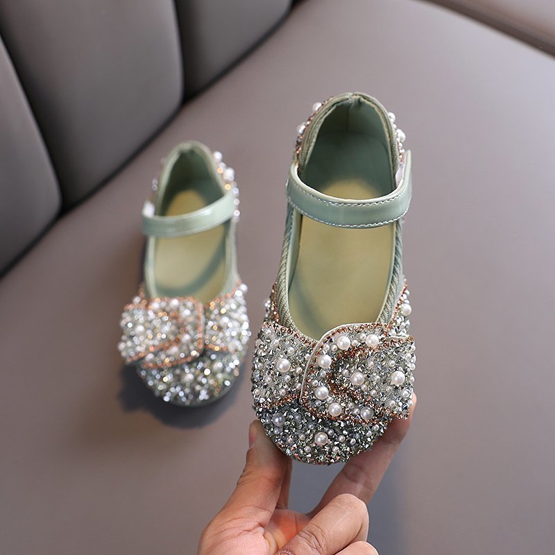 Girls' Leather Shoes Spring And Autumn Style Single Shoes Rhinestone Princess Shoes Performance Shoes - ANIBEY