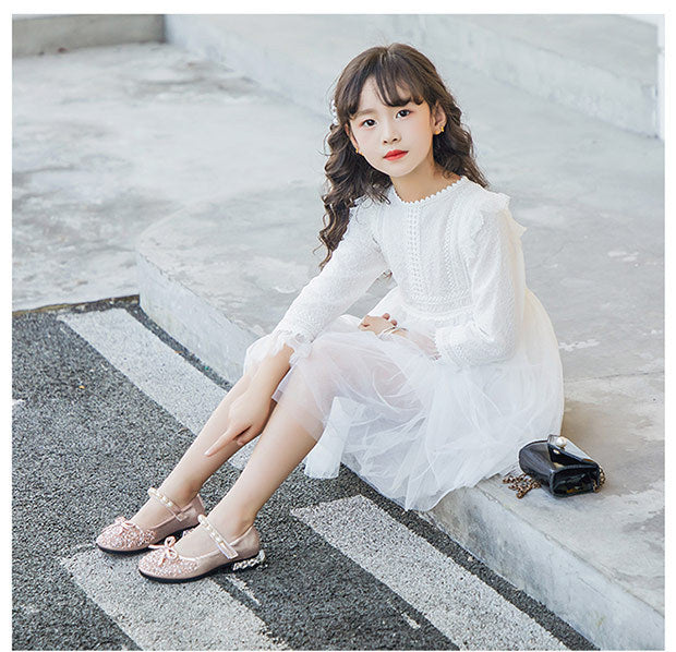 Leather Shoes Soft Sole Aisha Princess Shoes Children Crystal Shoes Flashing Baby Shoes - ANIBEY