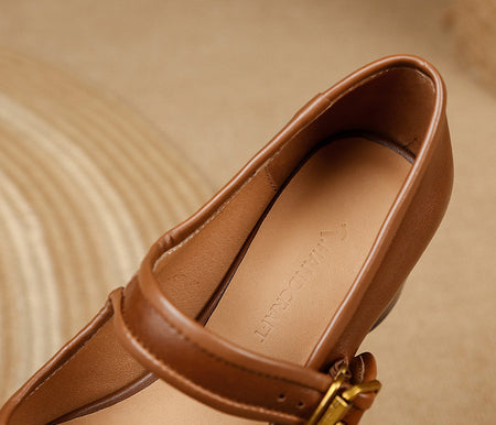 Women's Fashionable Chunky Heel Round Head Shoes - ANIBEY