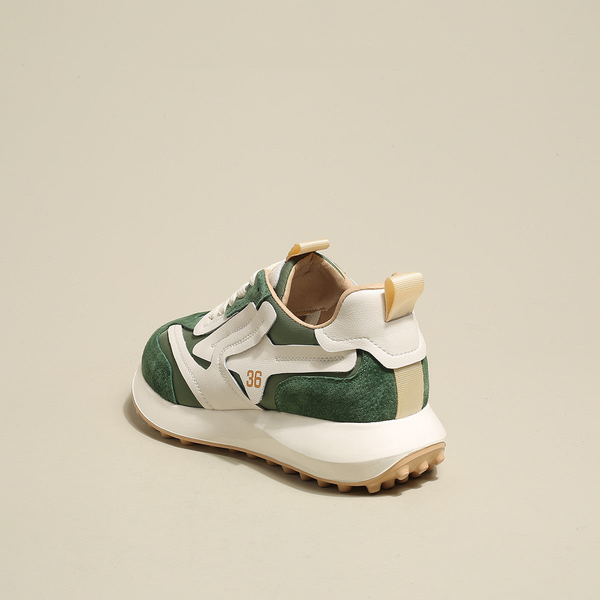 Niche Leather Forrest Shoes Women's Spring New All-match Thick-soled Sports Dad - ANIBEY