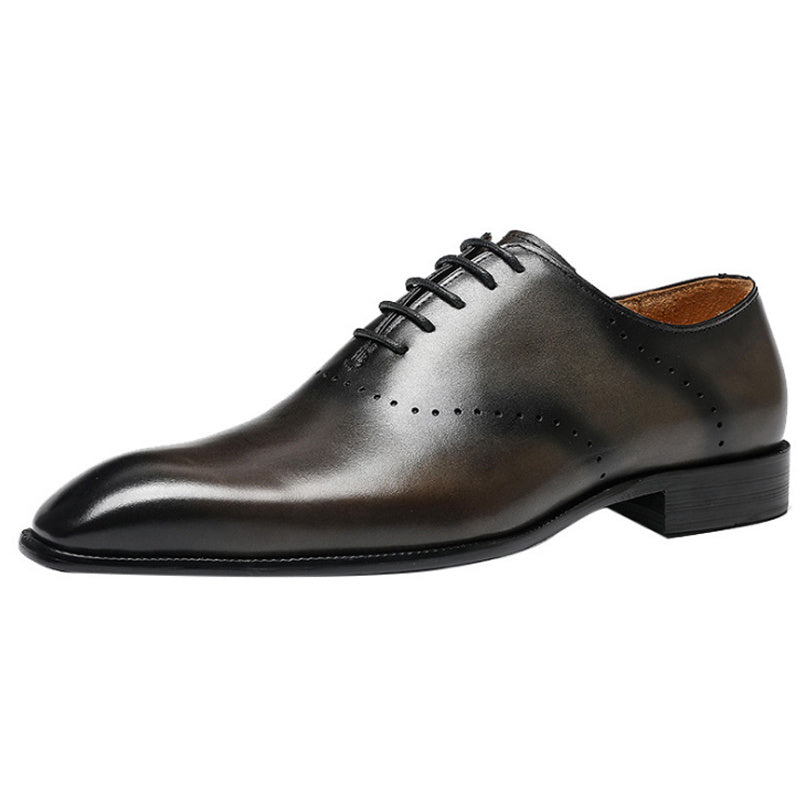 Oxford Retro Gentleman Shoes Lace Up British Whole Leather Leather Casual - ANIBEY