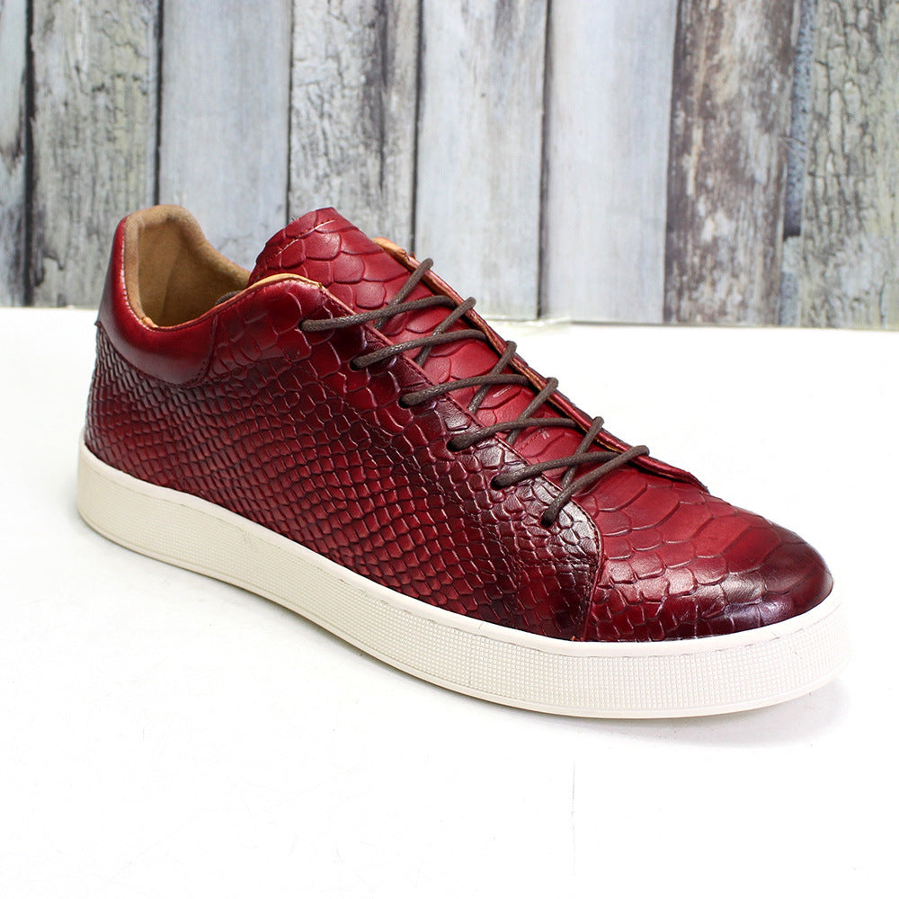Men's Embossed Flat Casual Leather Shoes - ANIBEY