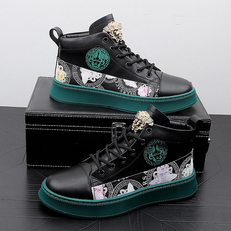 Men's Versatile Print High Ankle Board Sneakers - ANIBEY