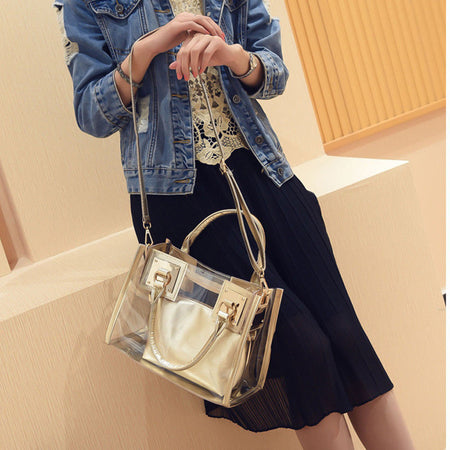 Women's Transparent Handbags Beach Bags Clear Jelly crystal Purse Crossbody Bags - ANIBEY