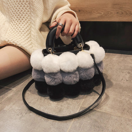 Plush Handbags Winter Plush Shoulder Bag Handbag Trend Messenger Bag - ANIBEY