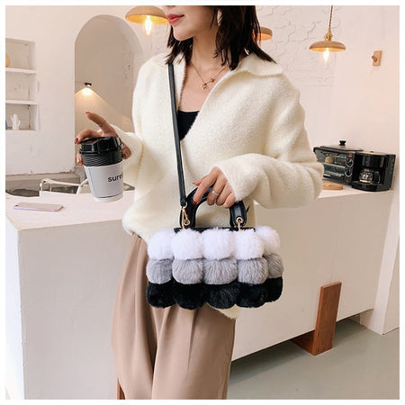 Plush Handbags Winter Plush Shoulder Bag Handbag Trend Messenger Bag - ANIBEY