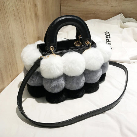 Plush Handbags Winter Plush Shoulder Bag Handbag Trend Messenger Bag - ANIBEY