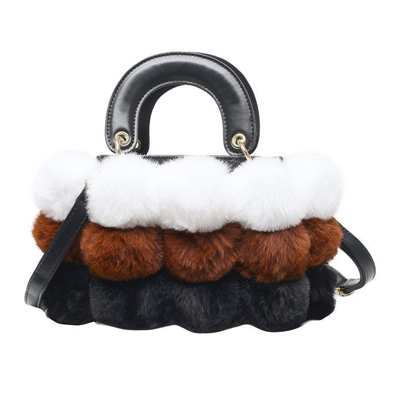 Plush Handbags Winter Plush Shoulder Bag Handbag Trend Messenger Bag - ANIBEY