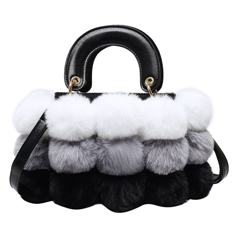 Plush Handbags Winter Plush Shoulder Bag Handbag Trend Messenger Bag - ANIBEY
