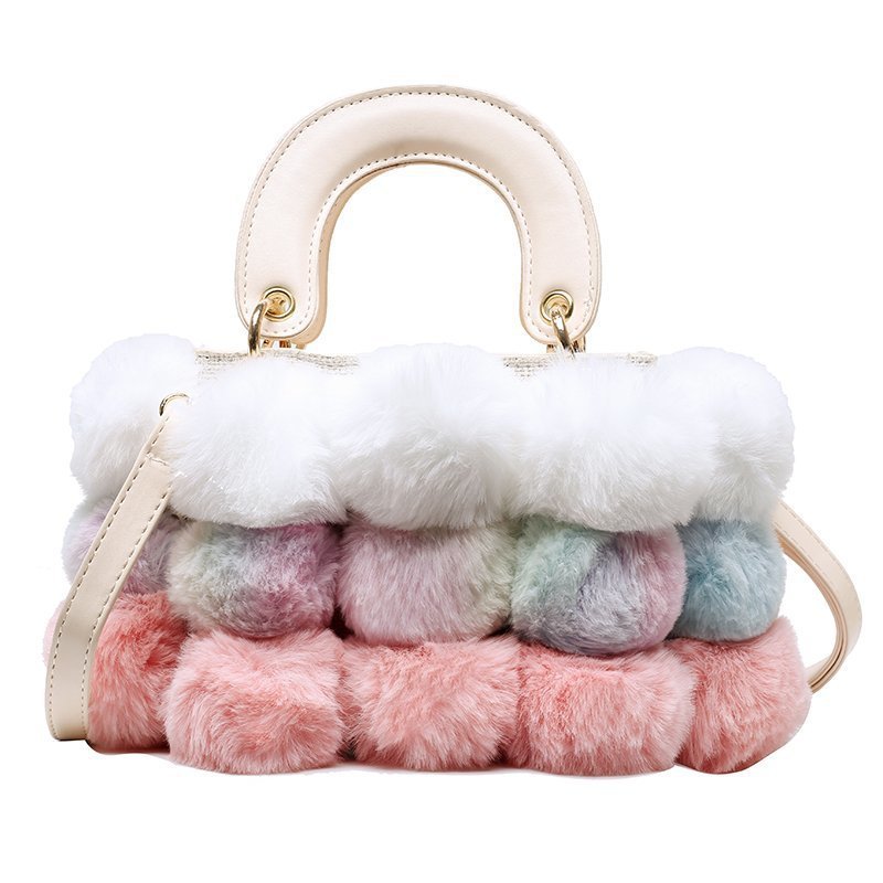 Plush Handbags Winter Plush Shoulder Bag Handbag Trend Messenger Bag - ANIBEY