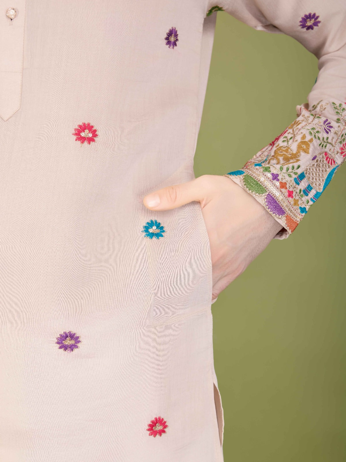 Black Designer Viscose Silk Kurta with Thread Work – TULIP - ANIBEY