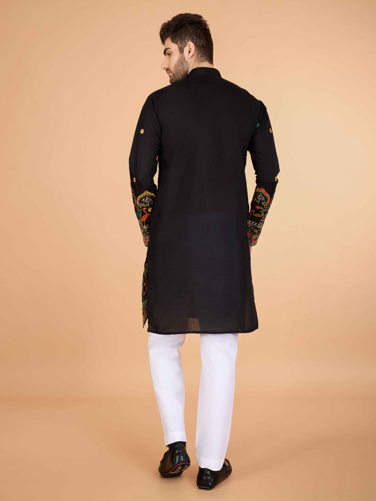 Black Designer Viscose Silk Kurta with Thread Work – TULIP - ANIBEY