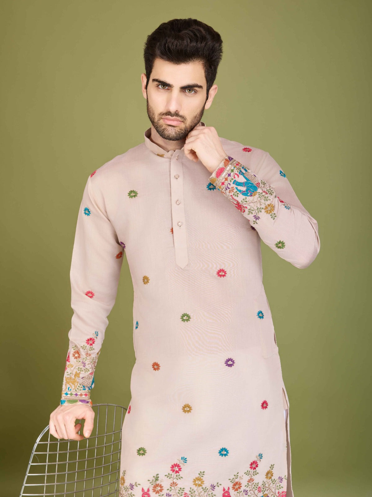 Black Designer Viscose Silk Kurta with Thread Work – TULIP - ANIBEY