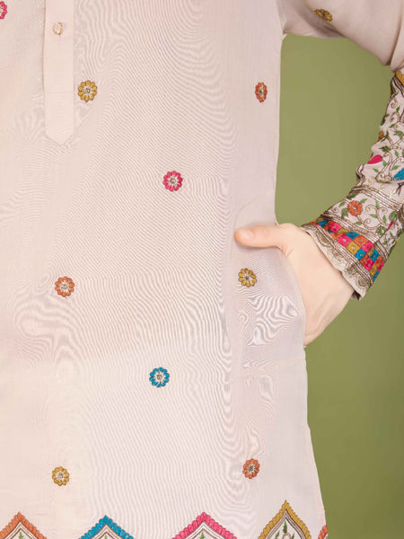 Black Designer Viscose Silk Kurta with Thread Work – TULIP - ANIBEY