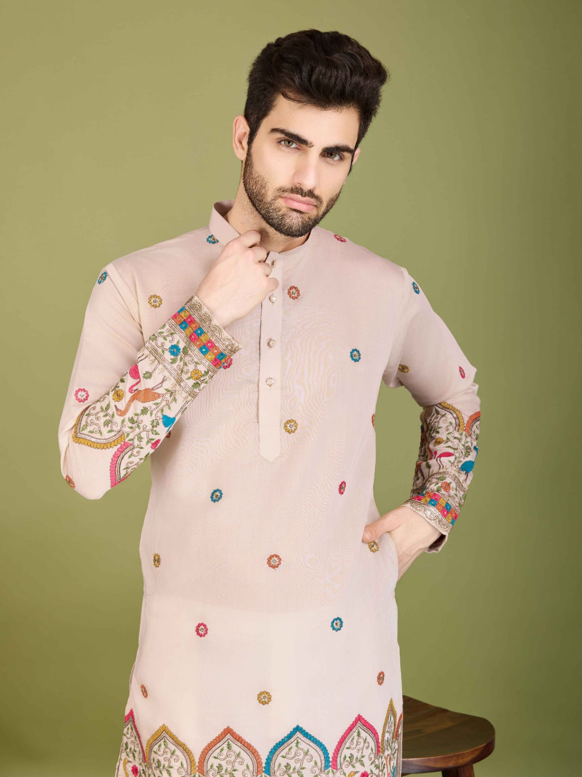 Black Designer Viscose Silk Kurta with Thread Work – TULIP - ANIBEY