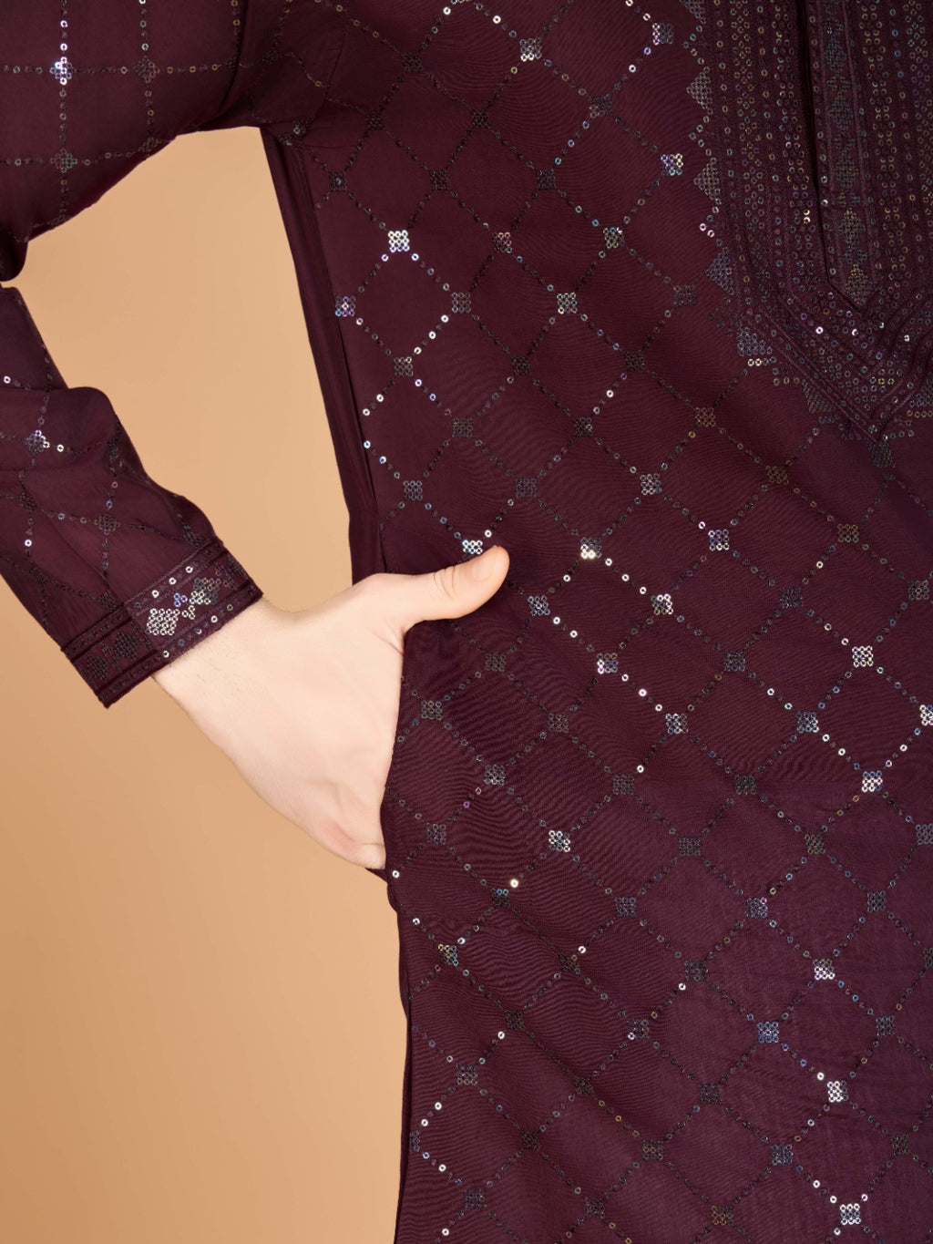 Viscose Fabric Embroidered Traditional Kurta for Mens Wear - ANIBEY