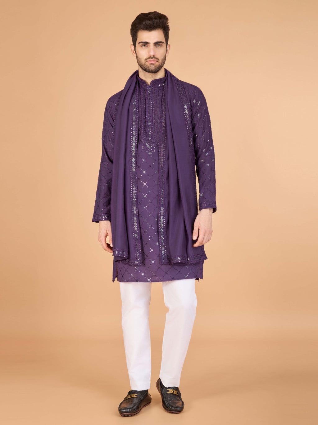 Viscose Fabric Embroidered Traditional Kurta for Mens Wear - ANIBEY
