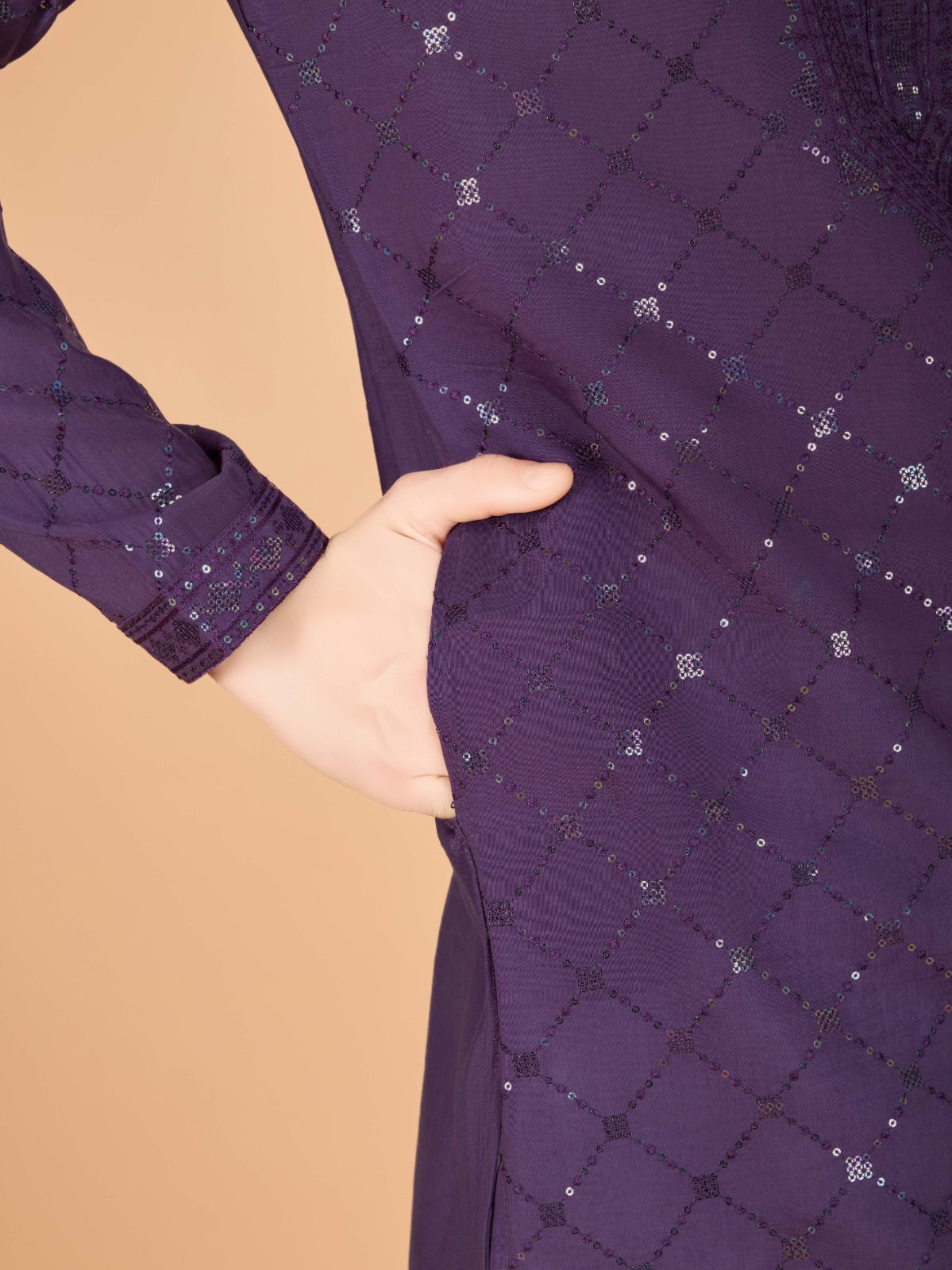 Viscose Fabric Embroidered Traditional Kurta for Mens Wear - ANIBEY