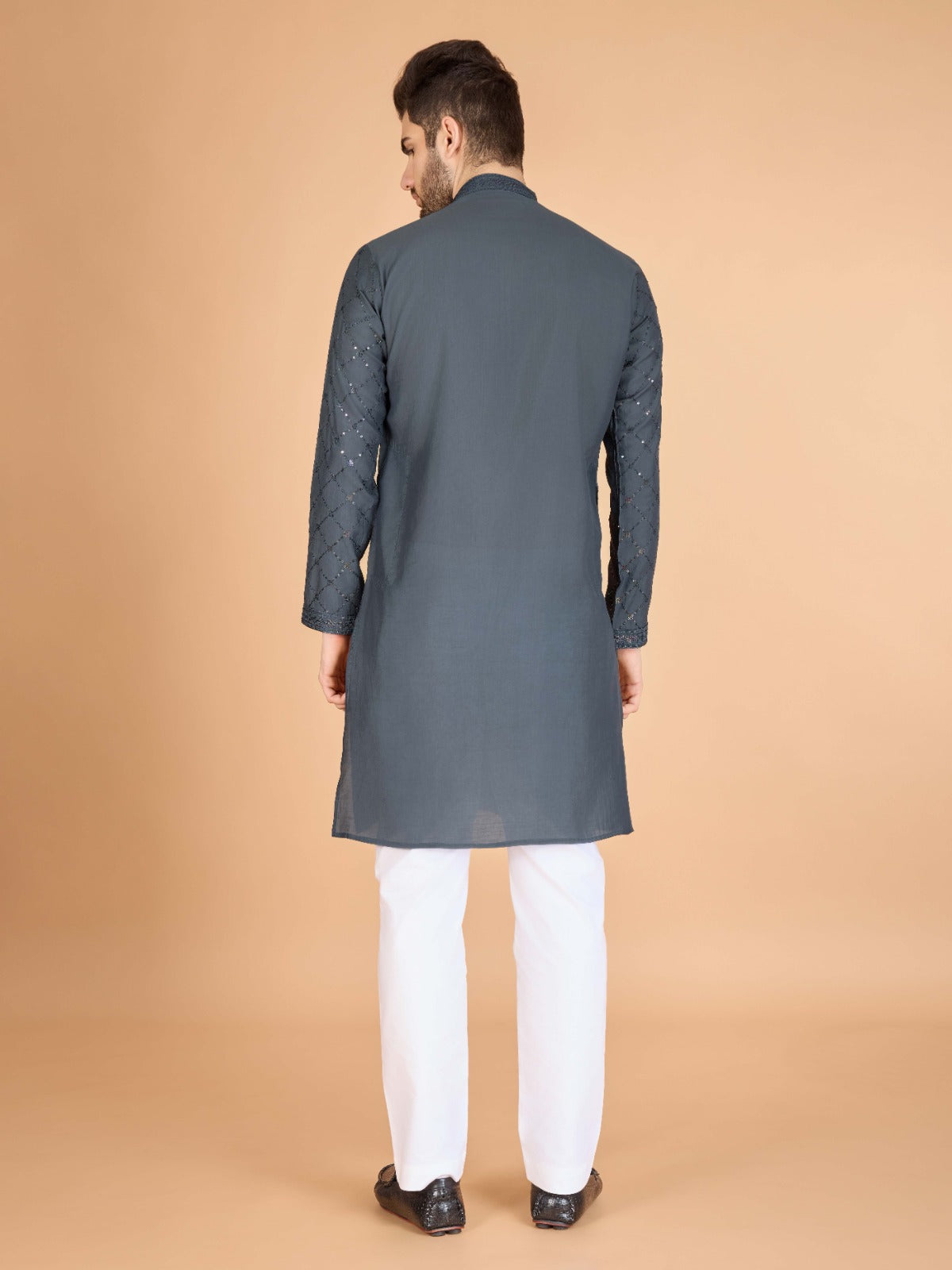 Viscose Fabric Embroidered Traditional Kurta for Mens Wear - ANIBEY