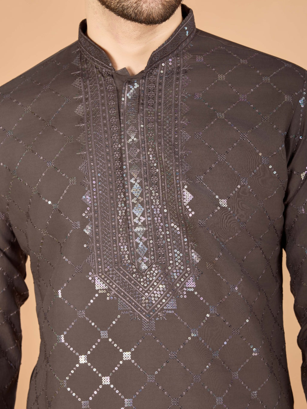 Viscose Fabric Embroidered Traditional Kurta for Mens Wear - ANIBEY