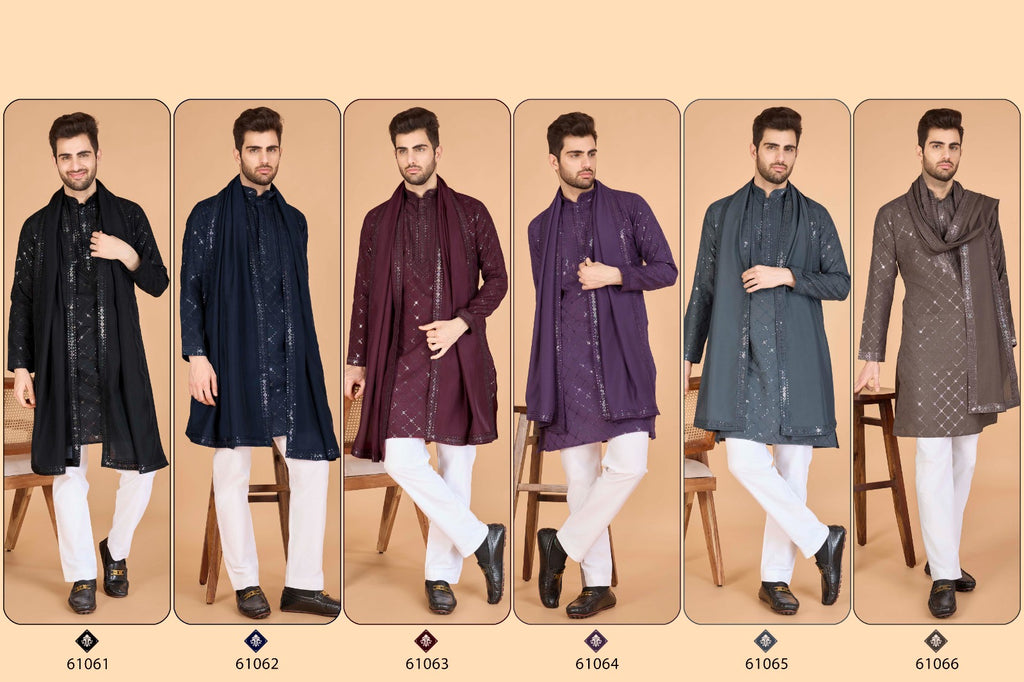 Viscose Fabric Embroidered Traditional Kurta for Mens Wear - ANIBEY