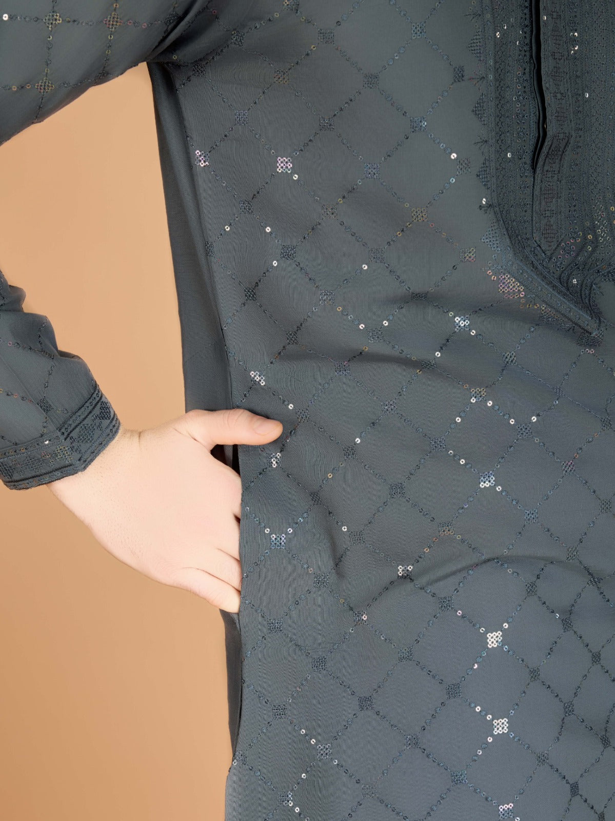 Viscose Fabric Embroidered Traditional Kurta for Mens Wear - ANIBEY