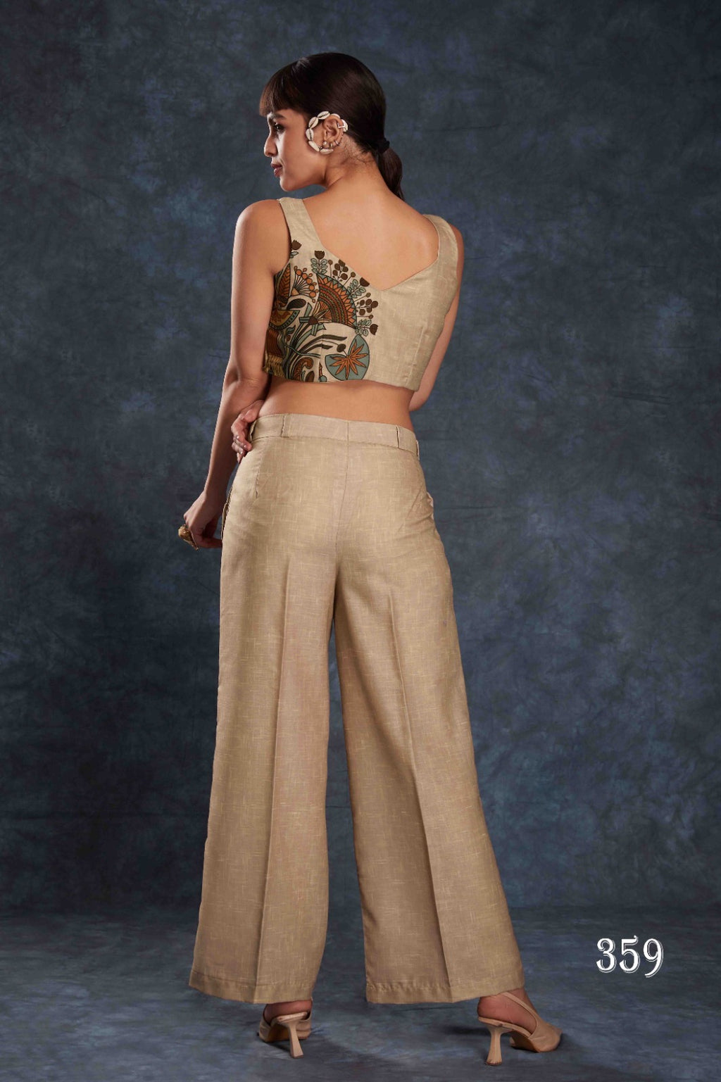 Buy Navy Blue Digital Printed Linen Jumpsuit From Ethnic Plus - ANIBEY