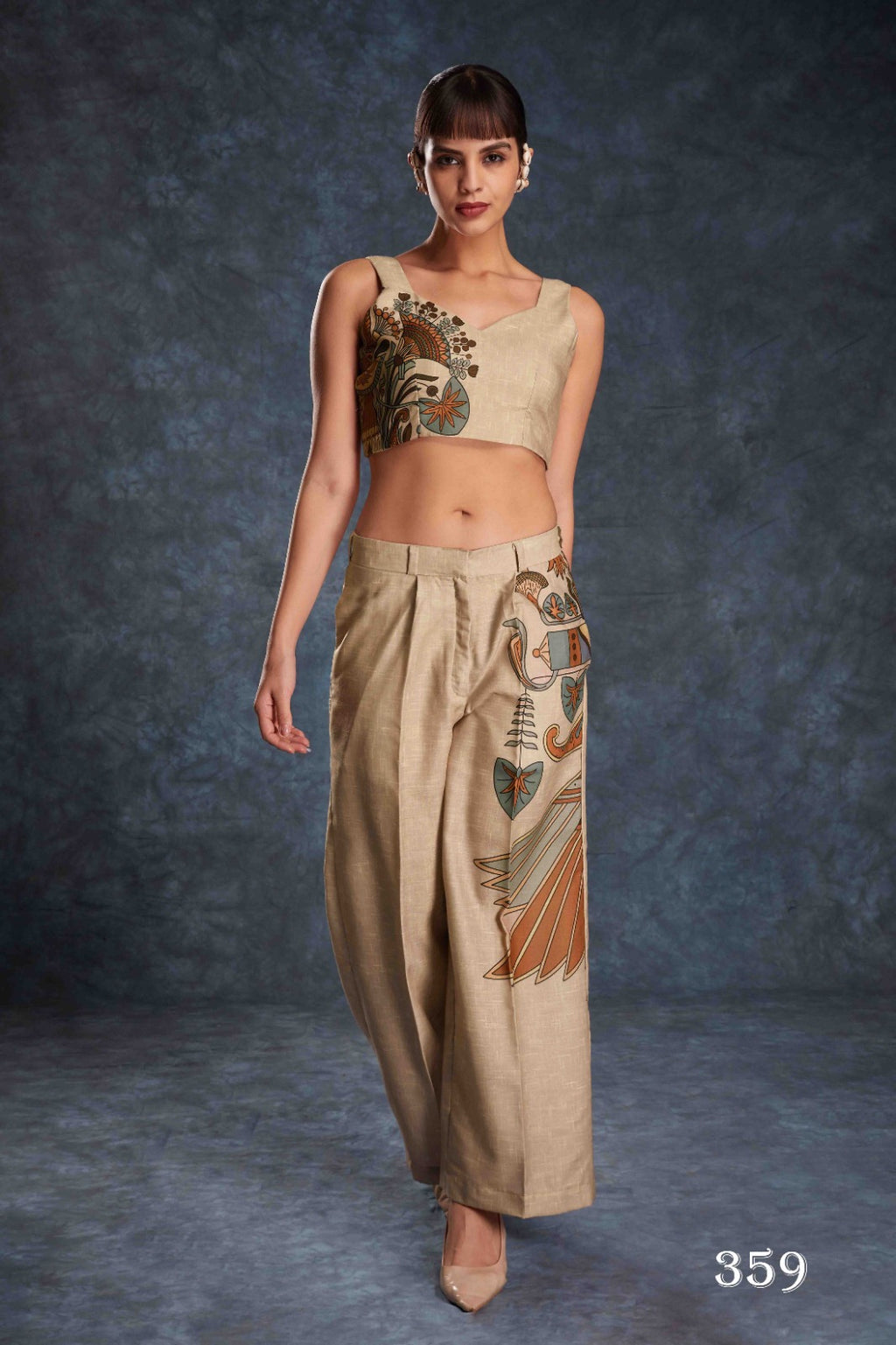 Buy Navy Blue Digital Printed Linen Jumpsuit From Ethnic Plus - ANIBEY