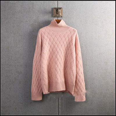 Women's padded pullover sweater wool loose knit - ANIBEY
