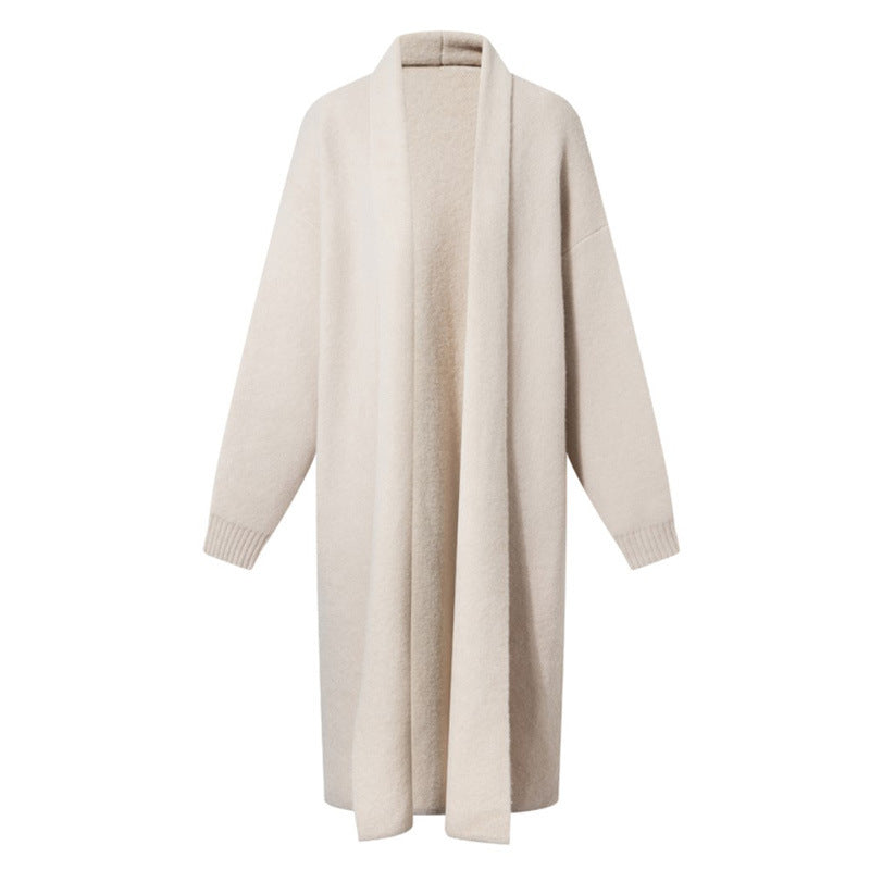 Sweater Loose Outer Lazy Wind Mid-length Knitted Cardigan Jacket - ANIBEY