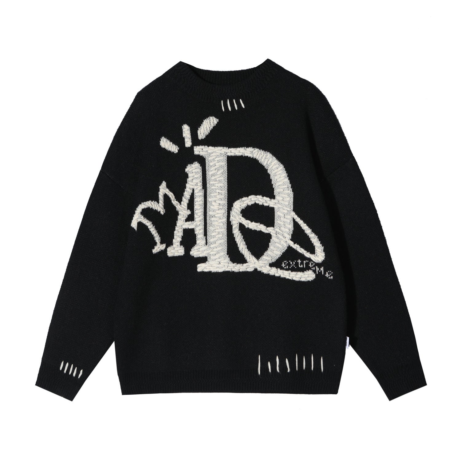Vintage Street Funny Letter Hand Embroidered Sweater - ANIBEY