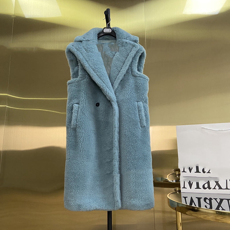 Women's Fur Long Profile Vest Jacket - ANIBEY