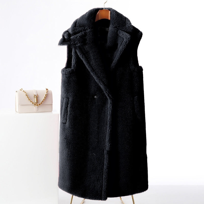 Women's Fur Long Profile Vest Jacket - ANIBEY